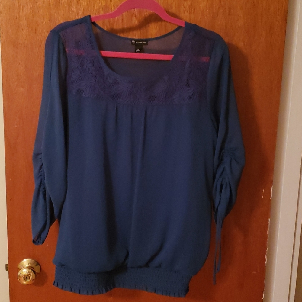Dark Cyan Sheer Blouse with attached Cami